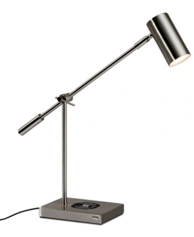 Shop Adesso Collette Led Desk Lamp With Wireless Air Charger & Usb Port In Brushed Steel