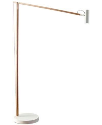 Shop Adesso Crane Led Spotlight Swing Arm Floor Lamp In Natural Wood