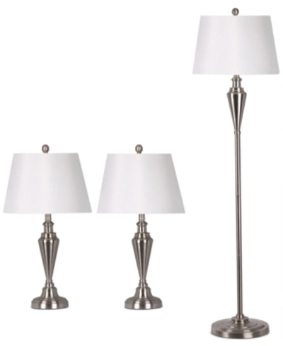Shop Adesso Satin Steel Set Of Two Table Lamps And 1 Floor Lamp