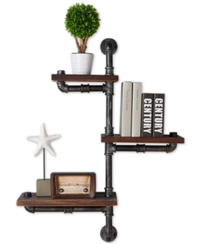 Shop Armen Living 30" Orton Industrial Pine Wood Floating Wall Shelf In Gray And Walnut Finish