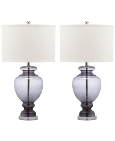 Shop Safavieh Set Of 2 Glass Table Lamps In Grey