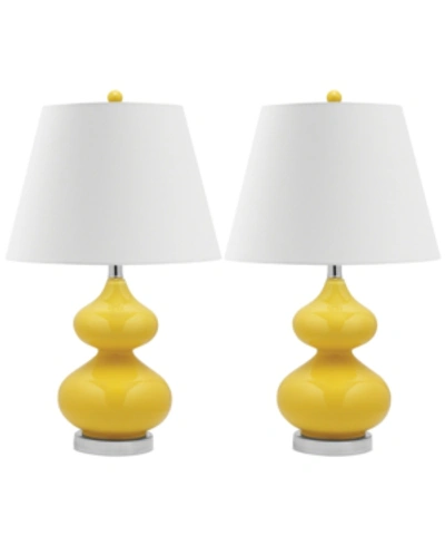 Shop Safavieh Set Of 2 Eva Double Gourd Glass Table Lamps In Yellow