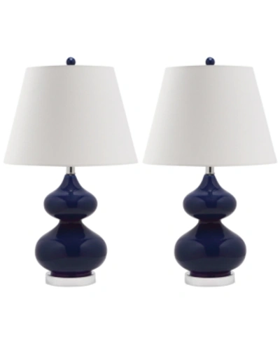 Shop Safavieh Set Of 2 Eva Double Gourd Glass Table Lamps In Navy