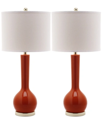 Shop Safavieh Set Of 2 Mae Table Lamps In Orange