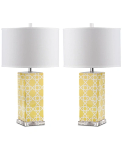 Shop Safavieh Quatrefoil Set Of 2 Table Lamps In Yellow