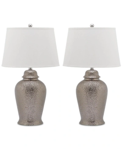 Shop Safavieh Set Of 2 Metallica Ginger Jar Ceramic Table Lamps In Silver