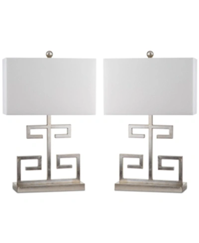 Safavieh Set Of 2 Greek Key Table Lamps In Silver