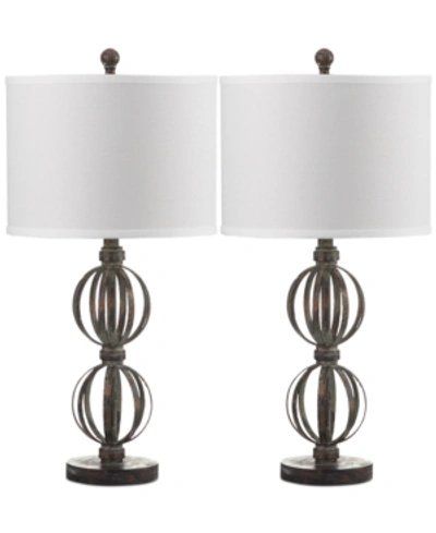 Shop Safavieh Set Of 2 Calista Double Sphere Table Lamps In Grey