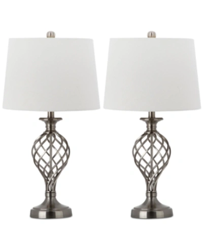Safavieh Set Of 2 Lattice Urn Platinum-tone Table Lamps In Platinum