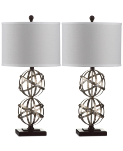 Safavieh Set Of 2 Haley Double Sphere Silver-tone Table Lamps In Silver