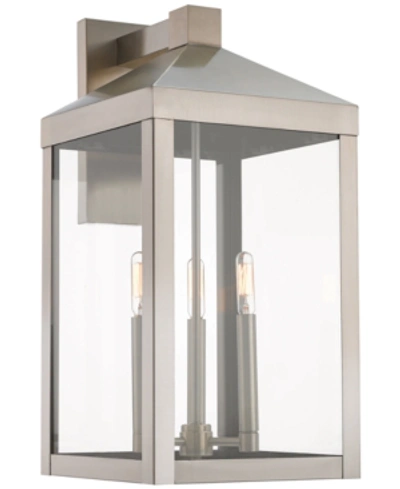 Shop Livex Nyack 3-light Outdoor Wall Lantern In Brushed Nickel