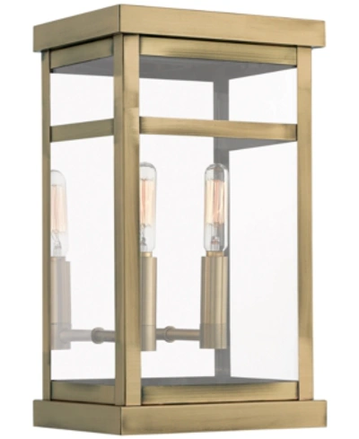 Livex Hopewell 2-light Outdoor Wall Lantern In Antique Bronze