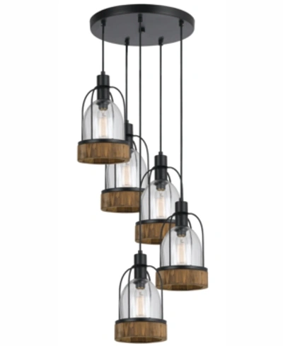 Shop Cal Lighting 5-light Beacon Pendant In Black/wood