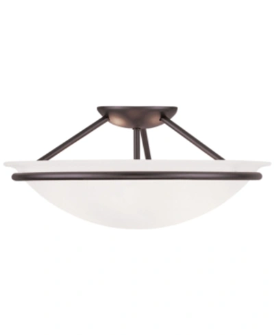 Livex Newburge Bronze Semi Flush Ceiling Lamp In Bronze
