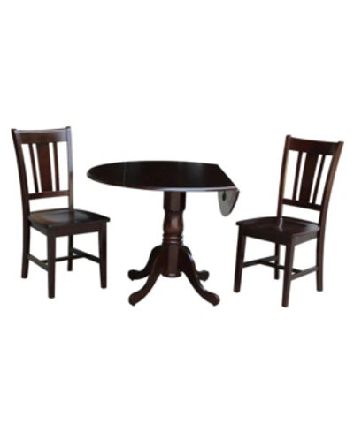 Shop International Concepts 42" Dual Drop Leaf Table With 2 San Remo Chairs In Coffee Bean
