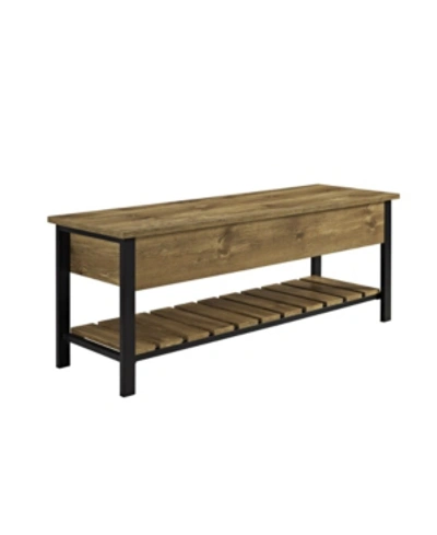 Shop Walker Edison 48" Open-top Storage Bench With Shoe Shelf In Brown