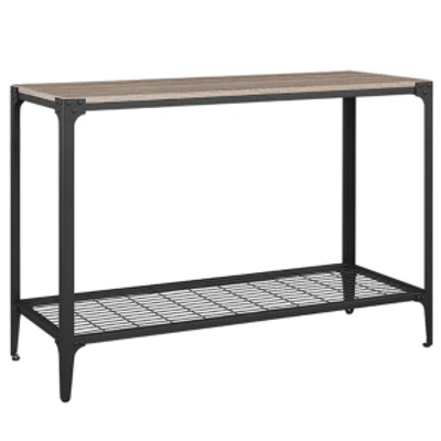 Shop Walker Edison Closeout Angle Iron Rustic Wood Sofa Entry Table - Driftwood In Gray