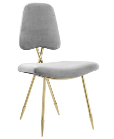 Shop Modway Ponder Upholstered Velvet Dining Side Chair In Gray