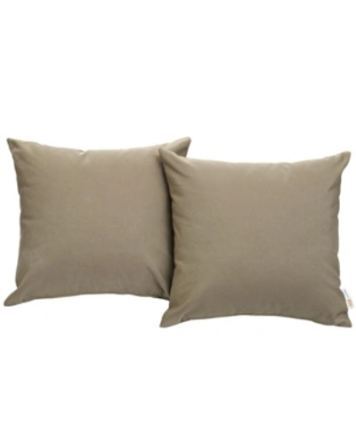 Shop Modway Convene Two Piece Outdoor Patio Pillow Set In Mocha