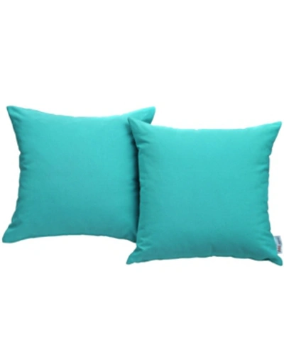 Shop Modway Convene Two Piece Outdoor Patio Pillow Set In Turq