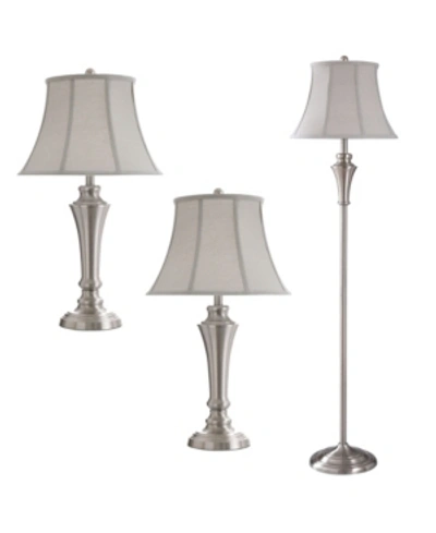 Shop Stylecraft Floor And Table Lamp Set, Pack Of 3 In Silver-tone