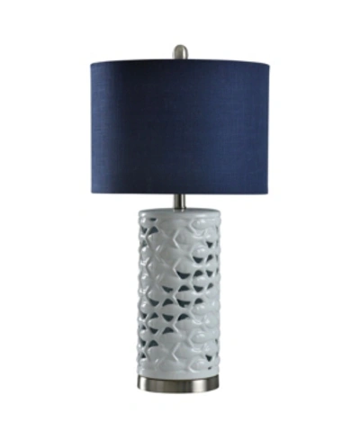 Shop Stylecraft School Of Fish Cylindrical Table Lamp In White
