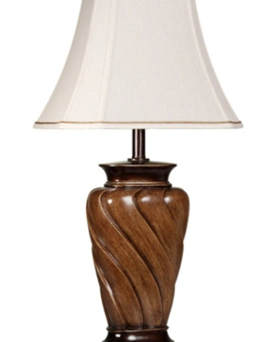 Shop Stylecraft Fabric Shade Table Lamp In Brown