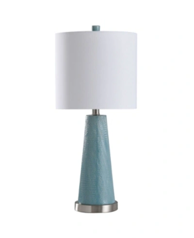 Shop Stylecraft Textured Ceramic Accent Lamp In Teal