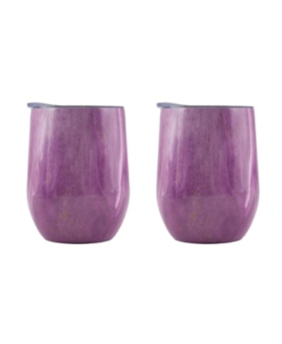 Shop Thirstystone By Cambridge 12 oz Geode Decal Stainless Steel Wine Tumblers, Pack Of 2 In Pink