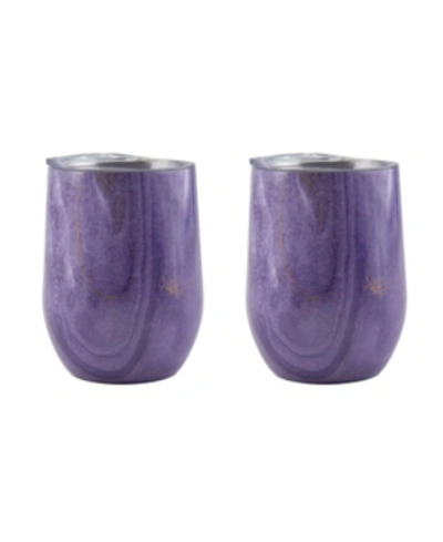 Shop Thirstystone By Cambridge 12 oz Geode Decal Stainless Steel Wine Tumblers, Pack Of 2 In Purple