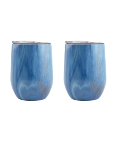 Shop Thirstystone By Cambridge 12 oz Geode Decal Stainless Steel Wine Tumblers, Pack Of 2 In Blue