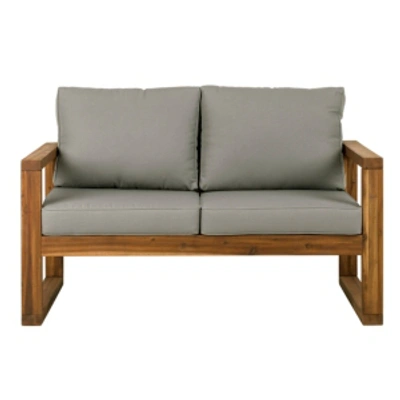 Shop Walker Edison Open Side Love Seat With Cushions In Brown