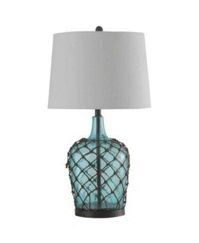 Shop Stylecraft Hardback Fabric Shade Table Lamp In Blue