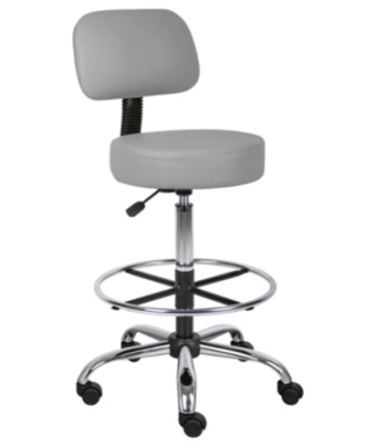 Shop Boss Office Products Caressoft Medical/drafting Stool W/ Back Cushion In Gray