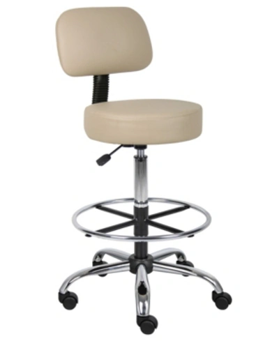 Boss Office Products Adjustable Caressoft Medical Stool W/ Back Cushion In Beige