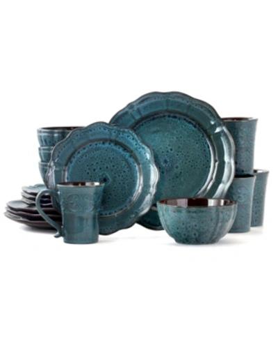 Elama Lavish 16 Piece Dinnerware Set In Aqua