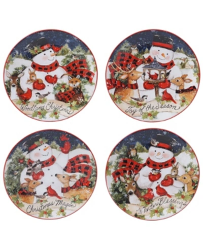 Certified International Magic Of Christmas Snowman 4 Piece Dessert Plate In Open Miscellaneous
