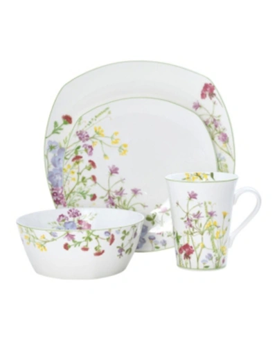 Mikasa Wildflower Garden Square 16 Piece Dinnerware Set, Service For 4 In Assorted