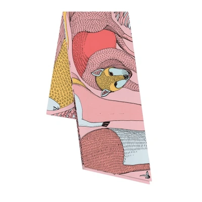 Pig, Chicken & Cow A Wild Sheep Chase Pink Maxi Twilly Scarf