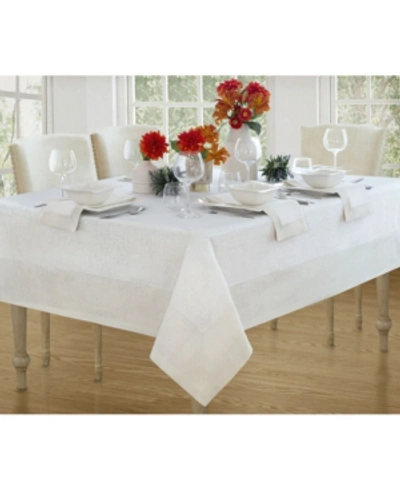 Shop Villeroy & Boch New Wave Metallic Border Linen Tablecloth, 70" X 96" In White, Gold