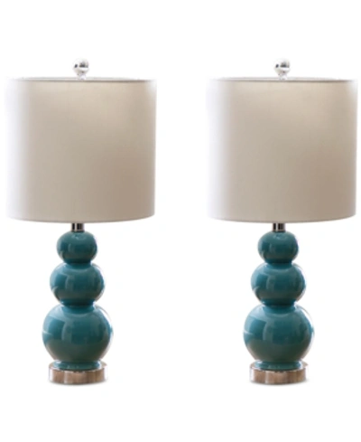 Shop Abbyson Living Set Of 2 Gourd Table Lamps In Blue