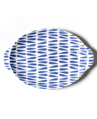 Shop Coton Colors Drop Large Handled Oval Platter In Blue