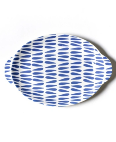 Coton Colors Iris Blue Drop Large Handled Oval Platter In Blue