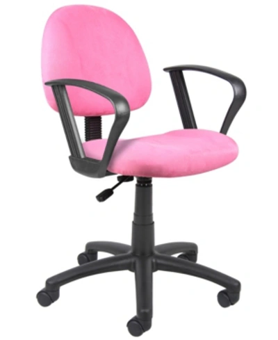 Shop Boss Office Products Microfiber Deluxe Posture Chair W/ Loop Arms In Pink