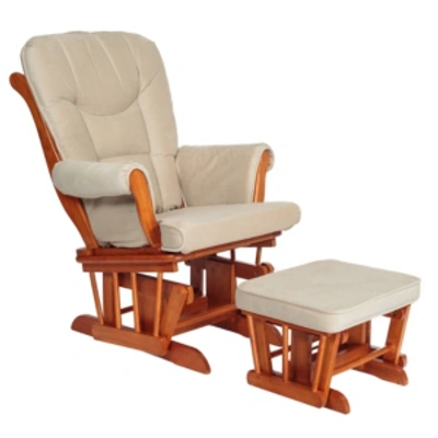 Shop Athena Sleigh Glider Chair & Ottoman In Pecan