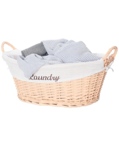 Shop Vintiquewise Willow Laundry Hamper Basket With Liner And Side Handles In Natural