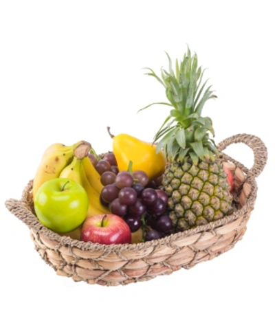 Shop Vintiquewise Seagrass Medium Fruit Bread Basket Tray With Handles In Natural