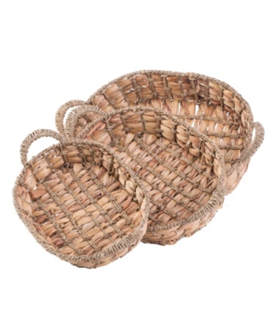 Shop Vintiquewise Set Of 3 Seagrass Fruit Bread Basket Trays With Handles In Natural