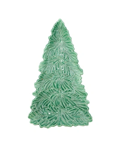 Shop Vietri Lastra Holiday Figural Tree Small Platter In Green