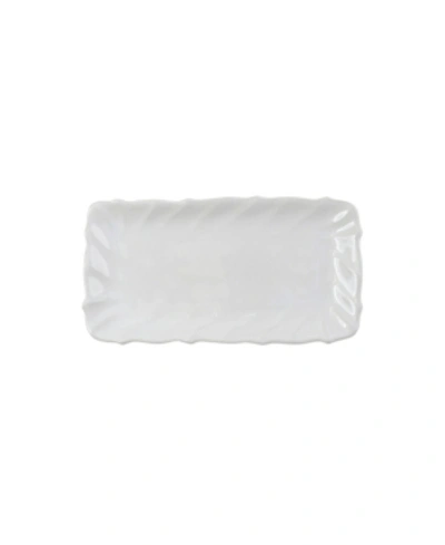 Vietri Incanto Stone White Ruffle Rectangular Tray In White